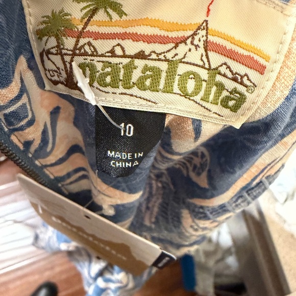 Patagonia Pataloha Hawaiian blue Leaf Print Midi Dress size 10 - Picture 7 of 7